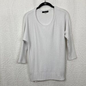 August Silk Women's White Scoop Neck Sweater sz Small